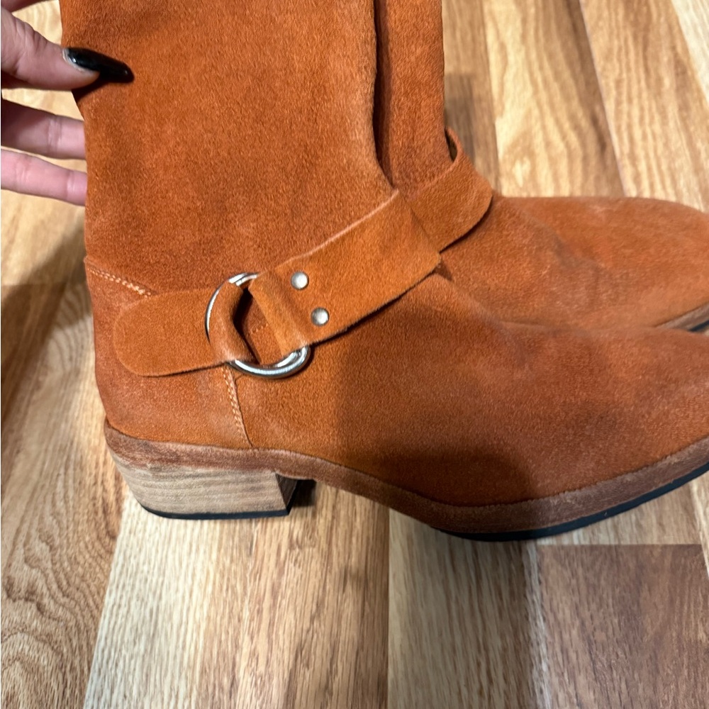 Suede Ankle Boots in Rich Orange